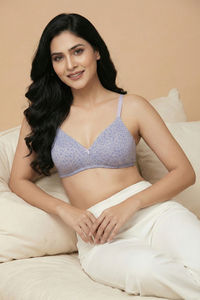 Zivame Padded Non Wired Medium Coverage Tshirt Bra - Slightly Heart Purple — thumbnail 5